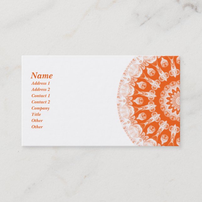 Carte De Visite Kaléidoscope orange de sorbet (Devant)