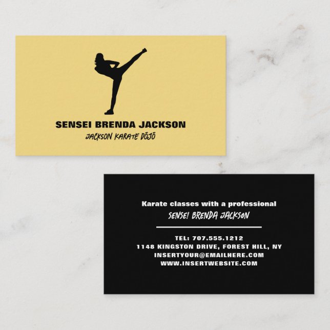Carte De Visite Karate Silhouette, Karate Sensei (Devant / Derrière)