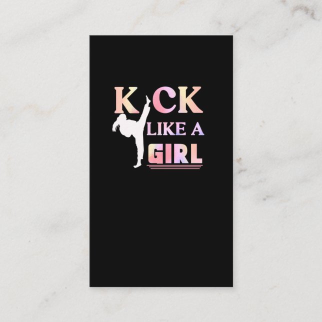 Carte De Visite Karate Taekwondo Jiu Jitsu Girl Fighting Fun (Devant)