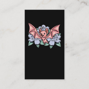 Carte De Visite Kawaii Bat Pastel Fleurs Goth