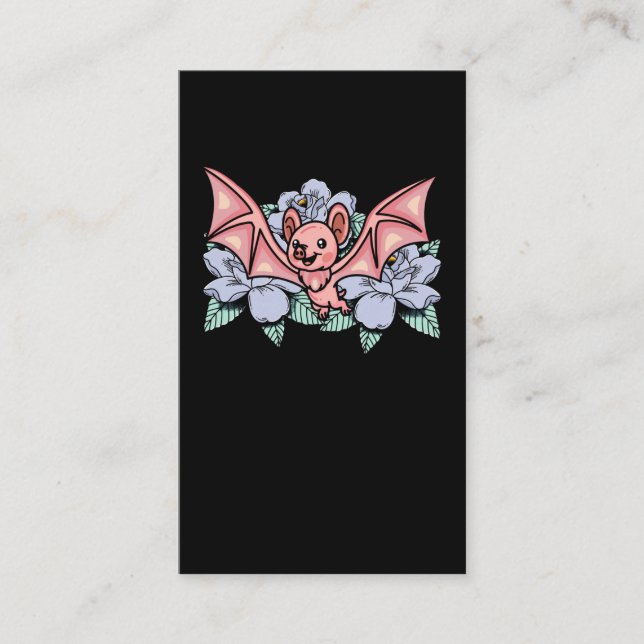 Carte De Visite Kawaii Bat Pastel Fleurs Goth (Devant)