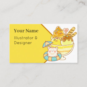 Carte De Visite Kawaii Hamster Géant Sundae - Glace d'Été & V