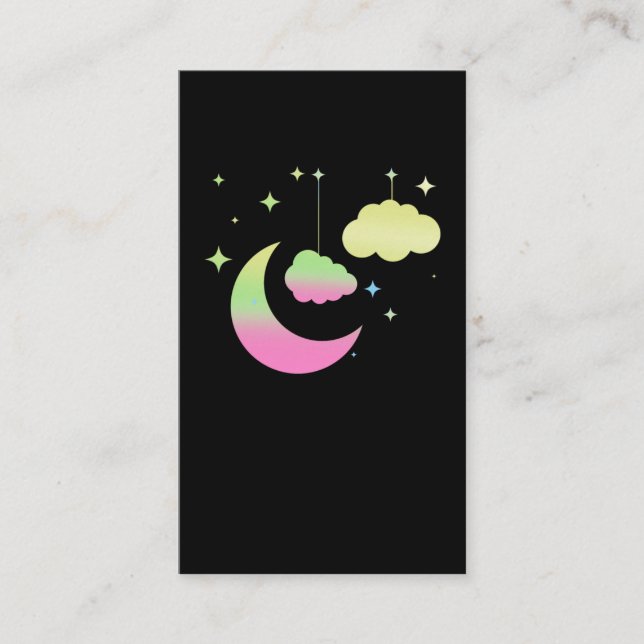 Carte De Visite Kawaii Moon et Nuages Pastel Goth Art (Devant)