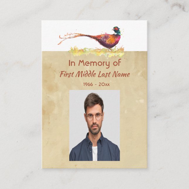 Carte De Visite Keepsake Memorial Photo Invite Pheasant Bird Art (Devant)