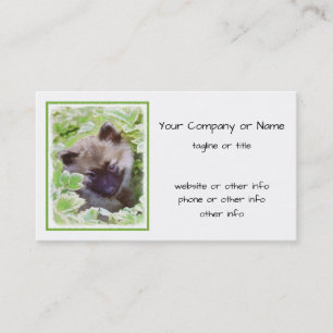 Carte De Visite Keeshond Puppy in the Garden Peinture Art original