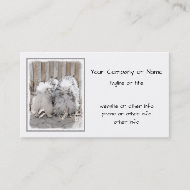 Carte De Visite Keeshonds at the Gate Painting - Original Dog Art (Devant)