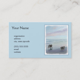 Carte De Visite Keeshonds at the Seashore Peinture Dog Art