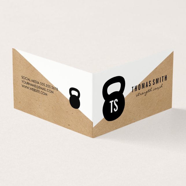 Carte De Visite Kettle Bell Personal Trainer Géométrique (Extérieur)