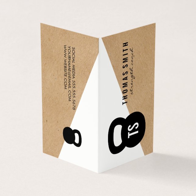 Carte De Visite Kettle Bell Personal Trainer Géométrique (Extérieur)