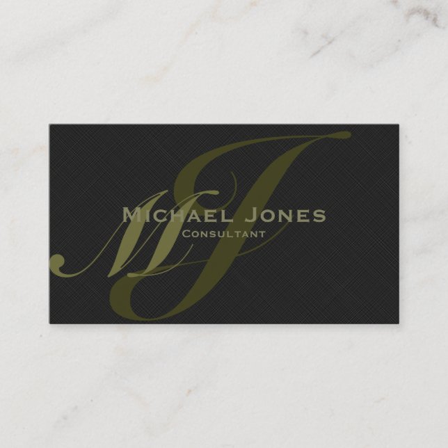 Carte De Visite Khaki Double Monogramme Professionnel Élégant mode (Devant)