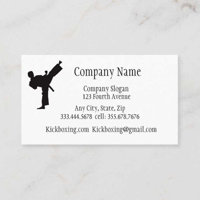 Carte De Visite Kickboxing ou Martial Art Sport (Devant)