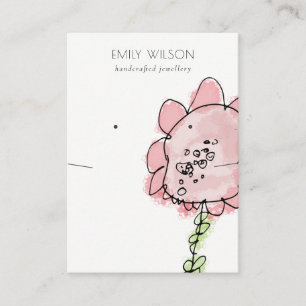 Carte De Visite Kid Drawn Blush Rose Flower Elevant collier