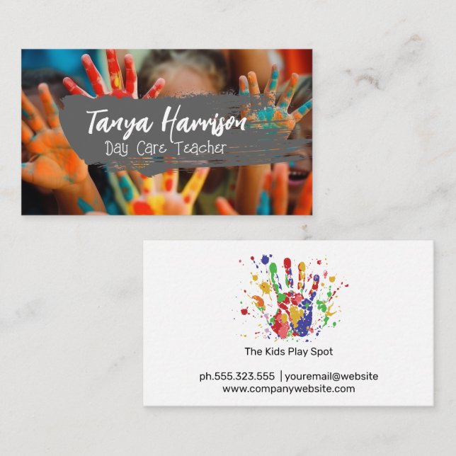 Carte De Visite Kids Hand Painting | Arts Crafts (Devant / Derrière)
