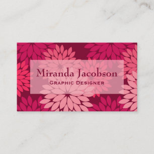 Carte De Visite Kimono floral moderne Imprimer, Coral Pink & Burgu