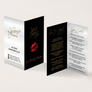 Carte De Visite Kiss Proof Red Lèvres et instructions noires