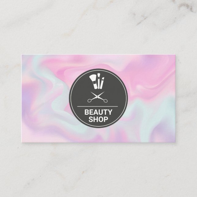 Carte De Visite Kit de maquillage | Pastel Gradient Liquide (Devant)