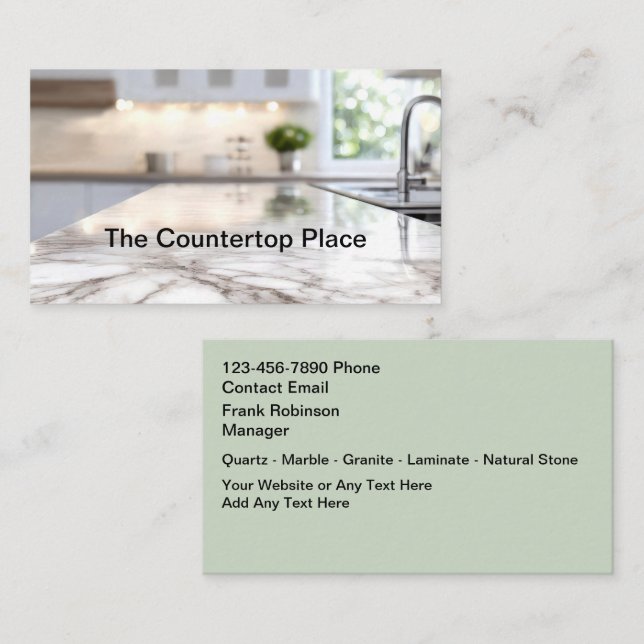 Carte De Visite Kitchen Countertop Construction Business Cards (Devant / Derrière)