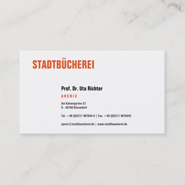 Carte De Visite KLarge Visitenkarte mit orange (Devant)