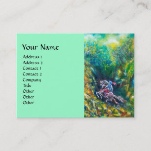 CARTE DE VISITE KNIGHT LANCELOT, CHEVAL EN FORÊT VERTE