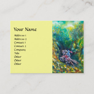 CARTE DE VISITE KNIGHT LANCELOT, CHEVAL EN FORÊT VERTE