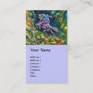 CARTE DE VISITE KNIGHT LANCELOT, CHEVAL EN FORÊT VERTE