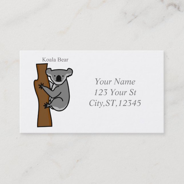 Carte De Visite Koala Bear Escalade Tree Thunder_Cove (Devant)