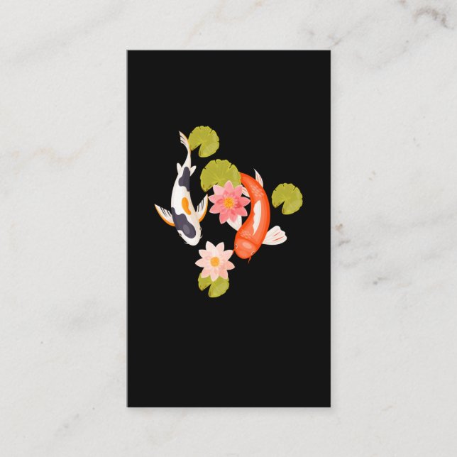 Carte De Visite Koi Poisson Eau Lily Japonaise Pêche à la Carpe (Devant)