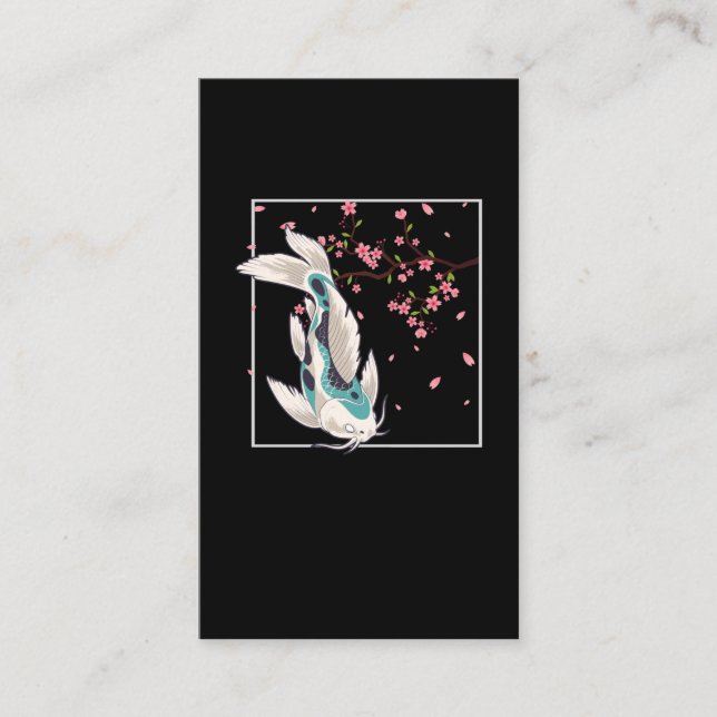Carte De Visite Koi Poisson Fleur de cerisier Japonais Pêche à la  (Devant)