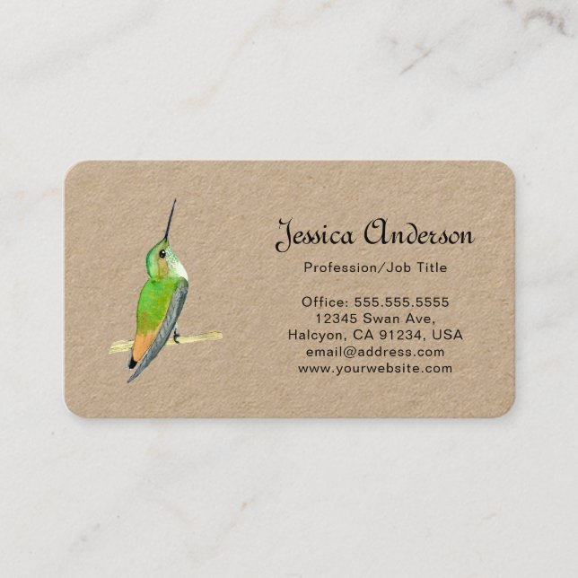 Carte De Visite Kraft Allen's Hummingbirds Business Card (Devant)