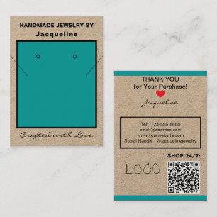 Carte De Visite Kraft Collier Boucles d'oreilles Logo Site Web QR