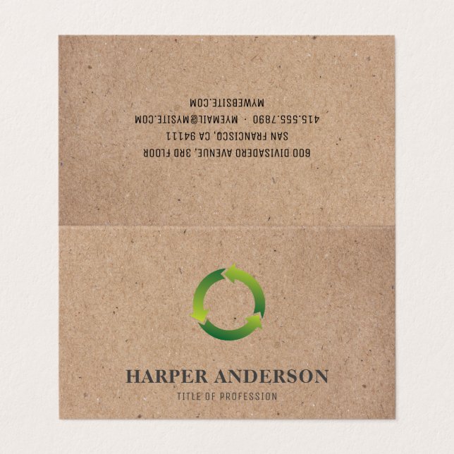 Carte De Visite Kraft Modern Simple Green Eco Professional (Extérieur déplié)