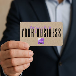 Carte De Visite Kraft Moderne Élégant  Logo Violet Générique