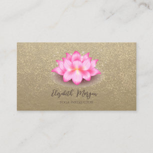 Carte De Visite Kraft Rustique, Lotus, Confetti Or Violet Lotus