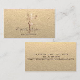Carte De Visite Kraft, Silouette Gold Confetti Professeur de Yoga
