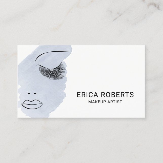 Carte De Visite La beauté fouette l'aquarelle bleu-clair de (Devant)