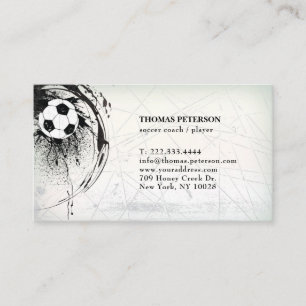 Carte De Visite La boule du football d'entraîneur de footballeur a