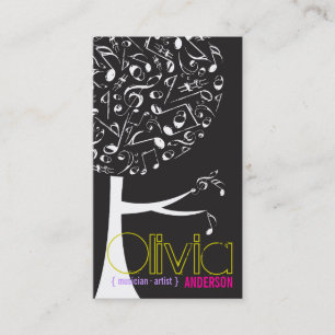 Carte De Visite La chanson blanche noire de notes musicales de