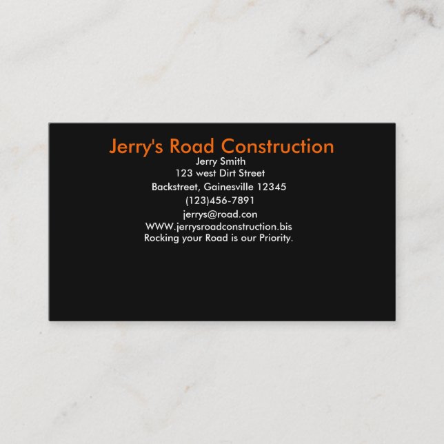 Carte De Visite La construction de routes de Jerry (Devant)