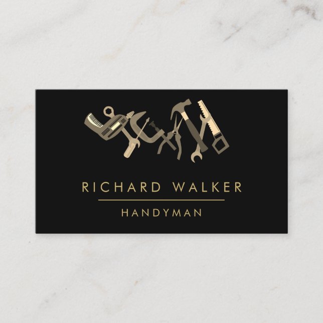 Carte De Visite La construction usine le charpentier noir jaune de (Devant)