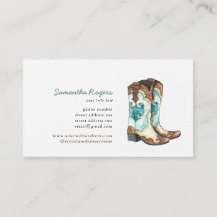 Carte De Visite La Cowgirl Boots Aquarelle Peinture