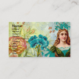 Carte De Visite La Dame Vintage et les fleurs