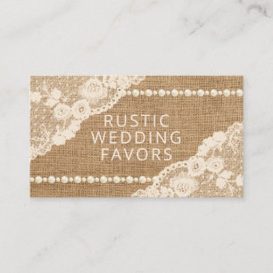 Carte De Visite La dentelle russe Burlap Perles de mariage fait ma