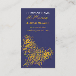 Carte De Visite La fantaisie Plumes la marine élégante d'or de