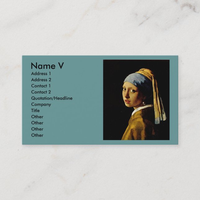 Carte De Visite La fille avec un turban/fille avec la boucle (Devant)