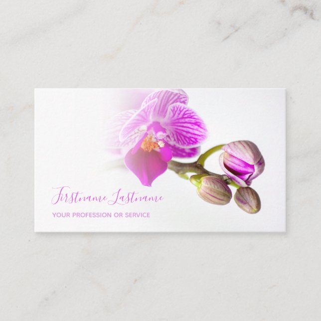 Carte De Visite La fleur d'orchidée violette rose disparaît en bla (Devant)