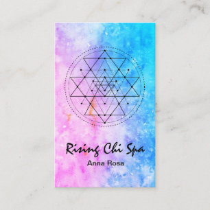 Carte De Visite La géométrie sacrée d'aquarelle de yoga de Reiki