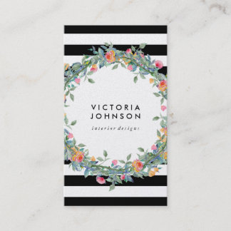 Carte De Visite La guirlande florale barre le cadre de cercle