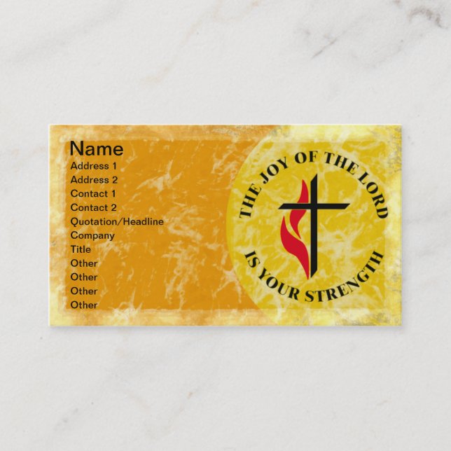 Carte De Visite La joie du seigneur Is Your Strength Cross/flamme (Devant)