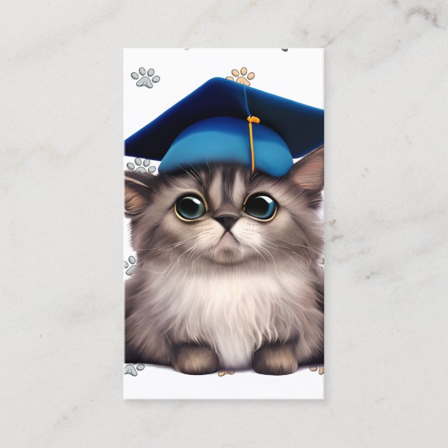 Carte De Visite La Journée d'obtention d'un diplôme de chat mou es (Devant)