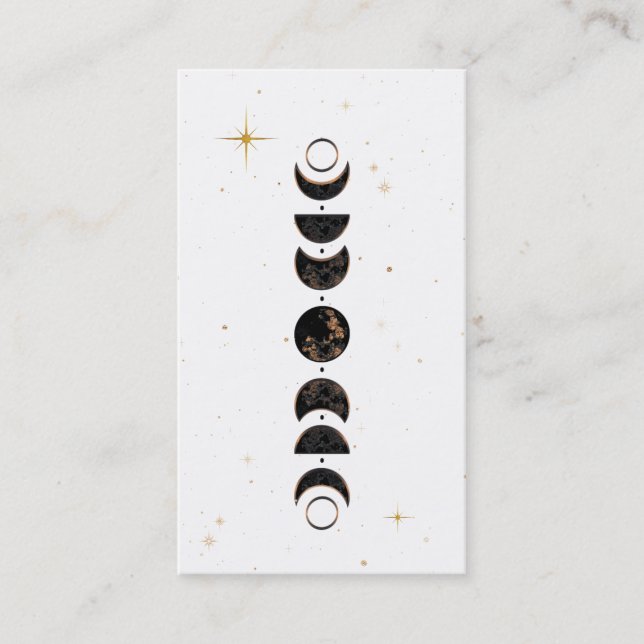 Carte De Visite *~* La Lune cosmique lunaire blanche Phases du cha (Devant)